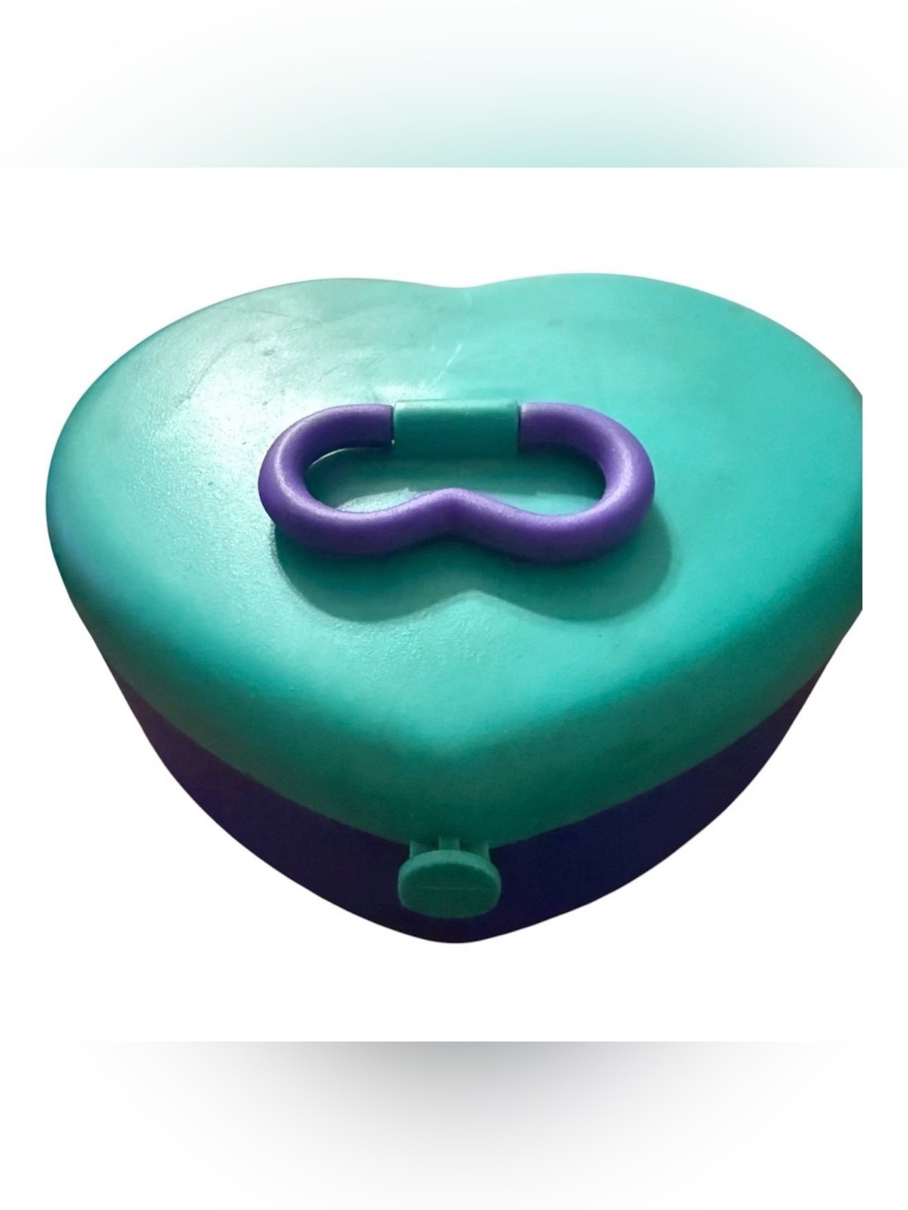 Y2K Vintage Heart Shaped Jewelry Box Makeup Box Caboodle Style Dark Blue & Teal